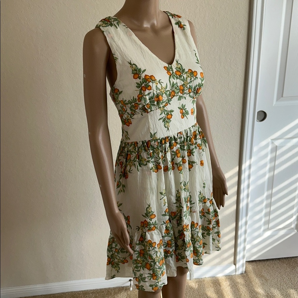 NWT Taylor Cream Mini Dress with Orange Blossom Print Size 10 - Picture 2 of 14